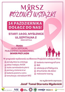 Plakat promocyjny Marszu Różowej Wstążki